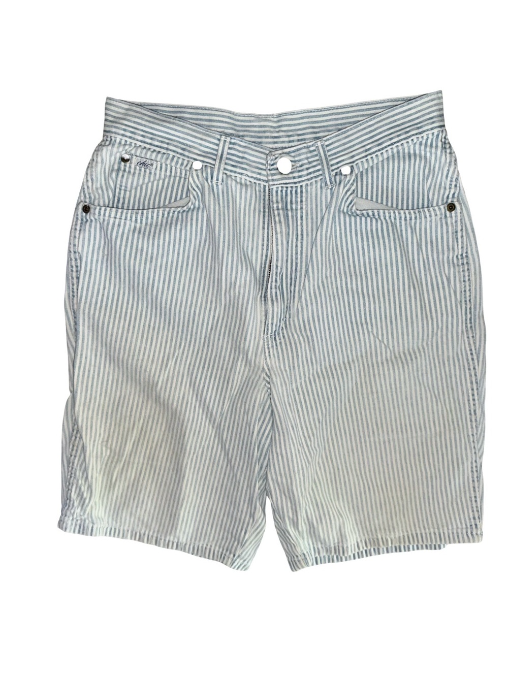 Vintage 70s 80s Chic Striped‎ Denim Shorts baggy skater size 29 or small
L